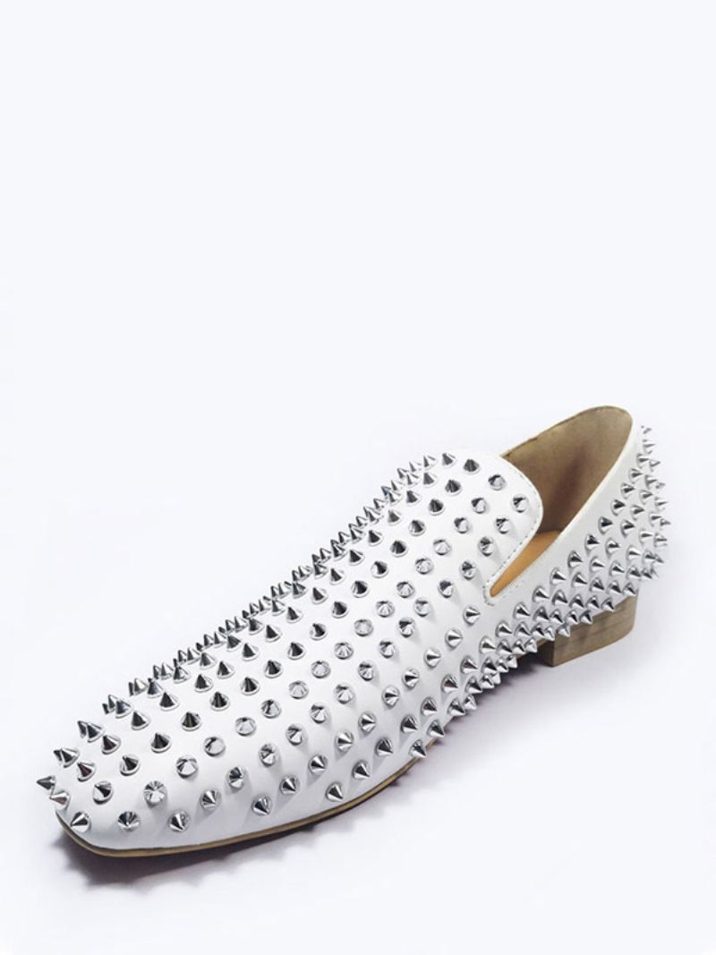 Witte Spike Loafers Heren Trouwfeestschoenen Met Klinknagels Trouwschoenen Feestfeesten