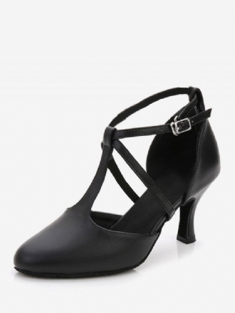 Dames Latin Dansschoenen Zwarte Ballroom Schoenen Puntschoen T Type Jaren 1920 Vintage Flapper